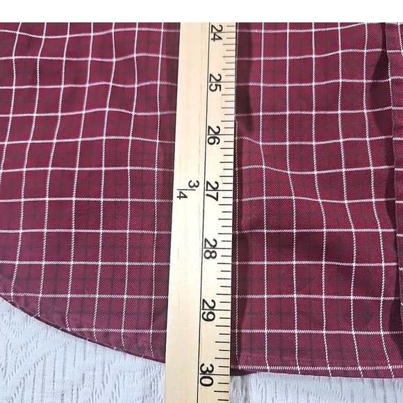 Ralph Lauren Button Down Shirt Mens Large Long Sleeve Burgundy Plaid Classic Fit - Picture 4 of 6